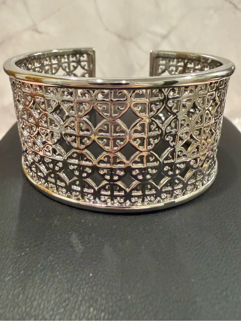Tory Burch | Silver Plated Open Filigree Silver Cuff Bracelet | Sz SMALL